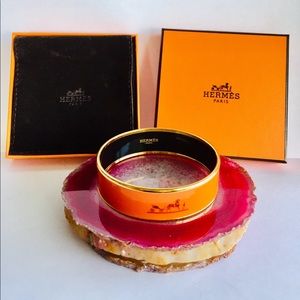 Hermes AUTHENTIC Large Caleche Orange Bangle